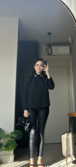 Poplin Kumaş Yakası Taşlı Gömlek