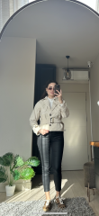 Güpür Detaylı kısa Pamuk  Trençkot