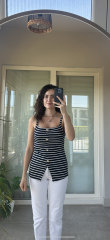 Modal Kumaş Pamuk Çizgili Bluz